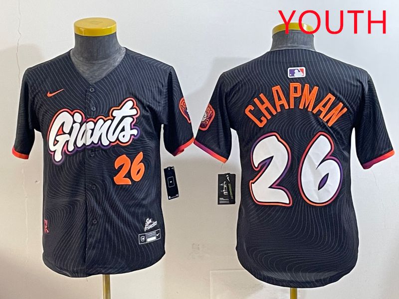 Youth San Francisco Giants #26 Chapman Black Joint Name 2025 Nike MLB Jersey style 6->youth mlb jersey->Youth Jersey